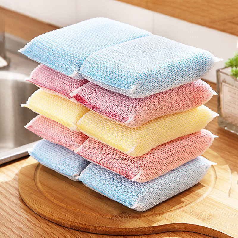 8/10/12pcs Dishwashing Sponge, Thick Dishwashing Pad, Kitchen Scrubbing Dishcloth Random Color