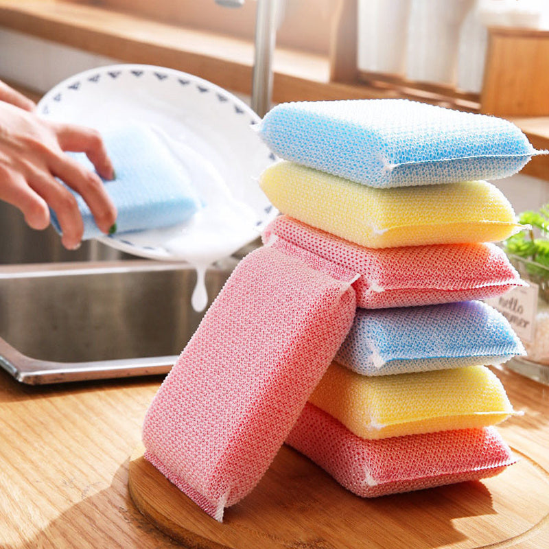 8/10/12pcs Dishwashing Sponge, Thick Dishwashing Pad, Kitchen Scrubbing Dishcloth Random Color