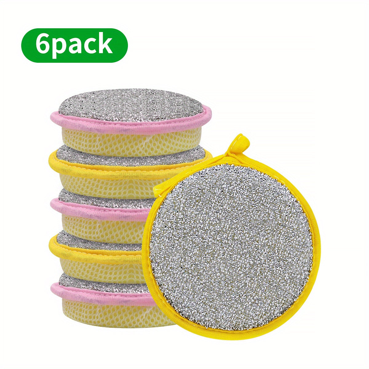 6/12pcs Double-Sided Magic Dishwashing Sponge Brush - Pot And Dish Cleaner with Stain Eliminating Power - Durable, Absorbent Kitchen Cleaning Towel for Grease-Free Foaming Surfaces Random Color