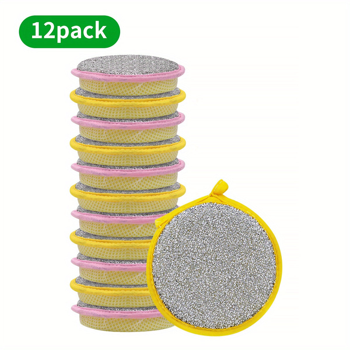 12-Piece Cleaning Sponge Set, Scouring Pads, Square Dishcloths, Minimalist Dish Towels, Sink or Stove Cleaning Cloths, Washable Cleaning Brushes, Kitchen Supplies, Kitchen Cleaning Tools, Assorted Colors