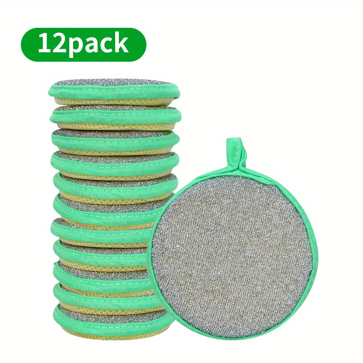 12-Piece Cleaning Sponge Set, Scouring Pads, Square Dishcloths, Minimalist Dish Towels, Sink or Stove Cleaning Cloths, Washable Cleaning Brushes, Kitchen Supplies, Kitchen Cleaning Tools, Assorted Colors