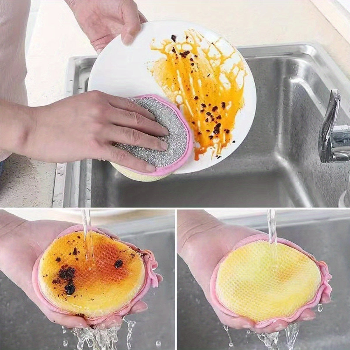 12-Piece Cleaning Sponge Set, Scouring Pads, Square Dishcloths, Minimalist Dish Towels, Sink or Stove Cleaning Cloths, Washable Cleaning Brushes, Kitchen Supplies, Kitchen Cleaning Tools, Assorted Colors