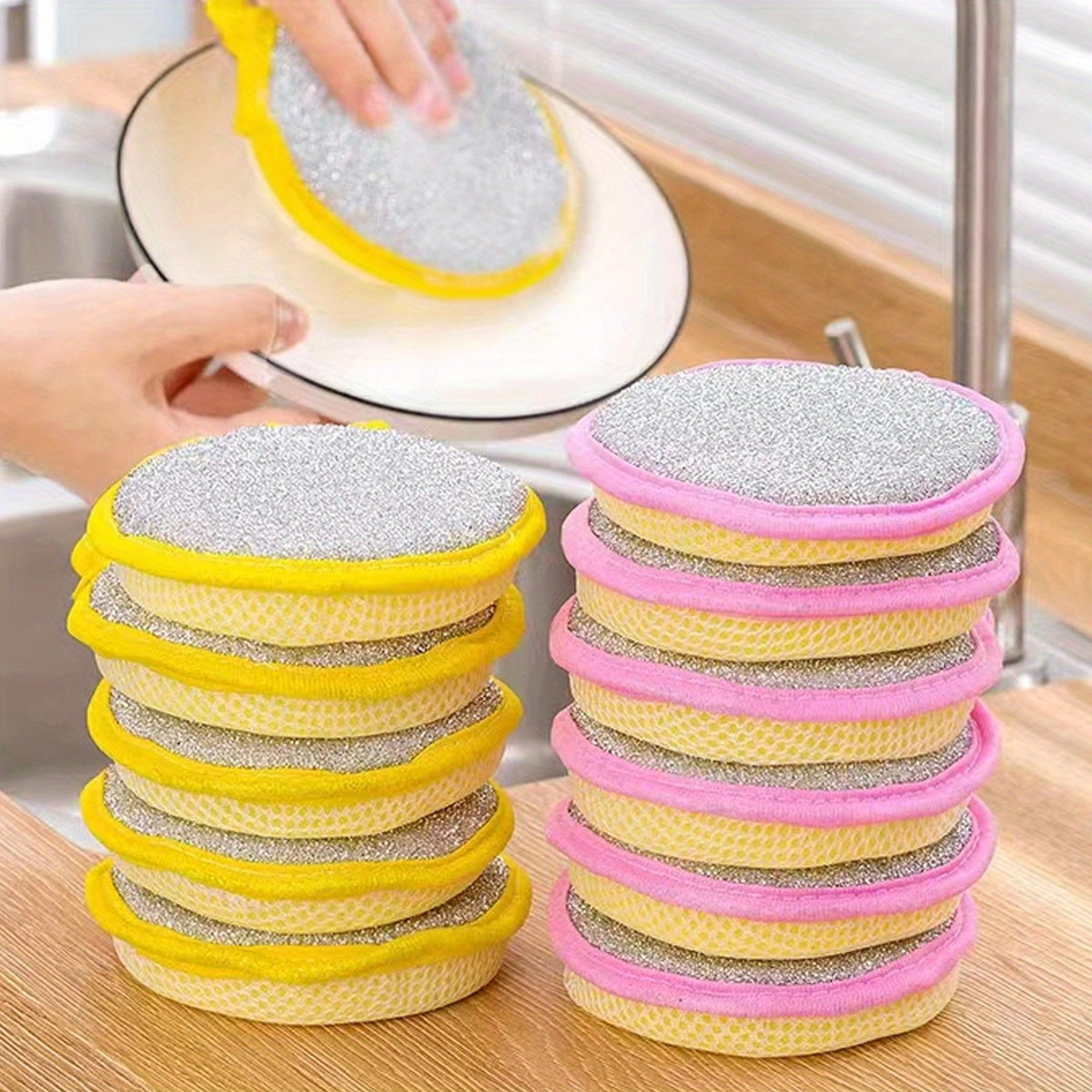 12-Piece Cleaning Sponge Set, Scouring Pads, Square Dishcloths, Minimalist Dish Towels, Sink or Stove Cleaning Cloths, Washable Cleaning Brushes, Kitchen Supplies, Kitchen Cleaning Tools, Assorted Colors