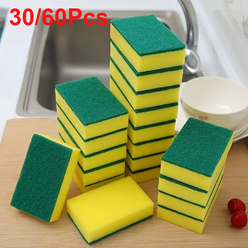 15/30/60pcs of Square Multi-Purpose Kitchen Cleaning Sponges - Highly Absorbent, Rust And Grease Removal, Double-Layer Design, Suitable for Tableware, Cookware, And Furniture