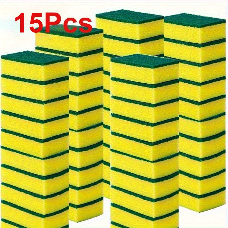 15/30/60pcs of Square Multi-Purpose Kitchen Cleaning Sponges - Highly Absorbent, Rust And Grease Removal, Double-Layer Design, Suitable for Tableware, Cookware, And Furniture