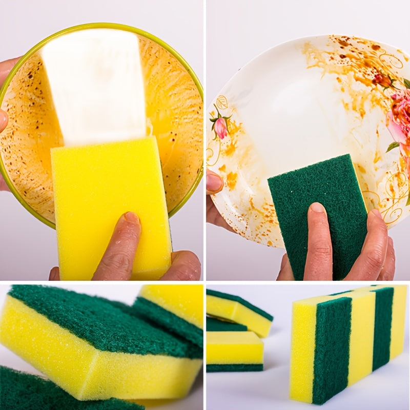 15/30/60pcs of Square Multi-Purpose Kitchen Cleaning Sponges - Highly Absorbent, Rust And Grease Removal, Double-Layer Design, Suitable for Tableware, Cookware, And Furniture