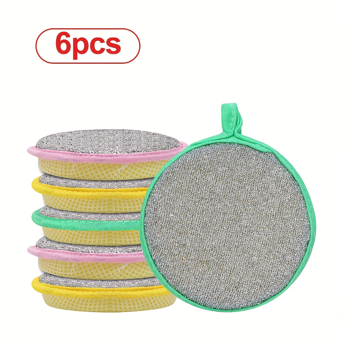 6/12pcs Double-Sided Magic Dishwashing Sponge Brush - Pot And Dish Cleaner with Stain Eliminating Power - Durable, Absorbent Kitchen Cleaning Towel for Grease-Free Foaming Surfaces Random Color