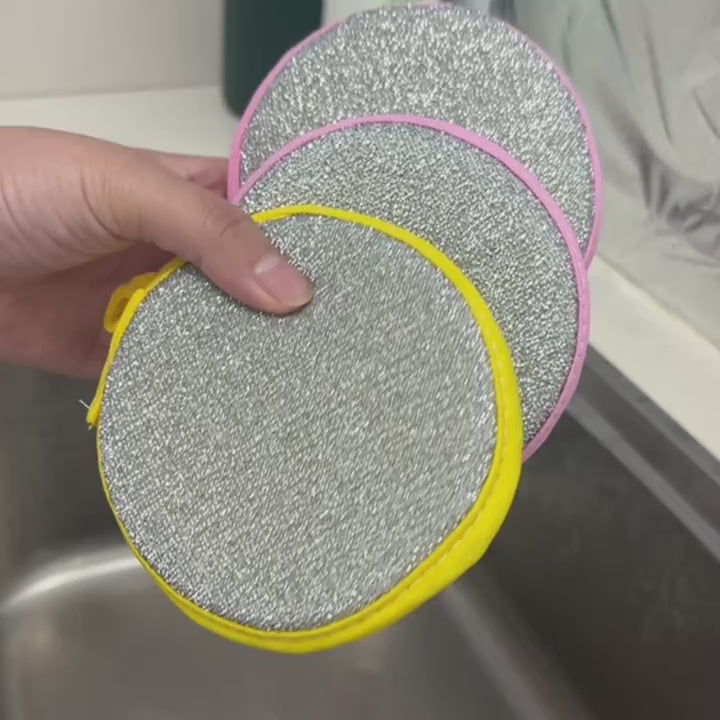 6/12pcs Double-Sided Magic Dishwashing Sponge Brush - Pot And Dish Cleaner with Stain Eliminating Power - Durable, Absorbent Kitchen Cleaning Towel for Grease-Free Foaming Surfaces Random Color